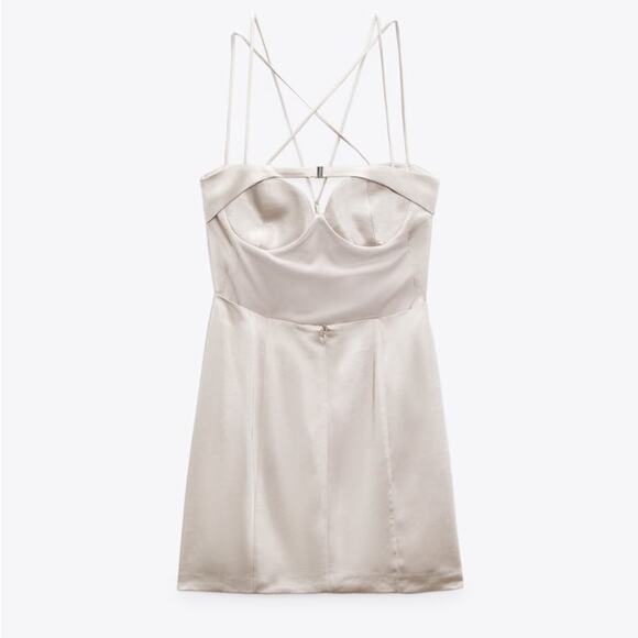 ZARA SATIN DRESS PEARL GRAY - Picture 7 of 8